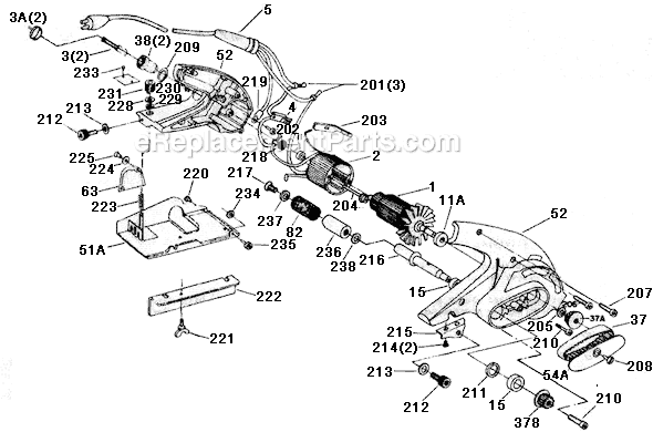 Page A Diagram and Parts List for 320 Type 1 Porter Cable Planer Jointer